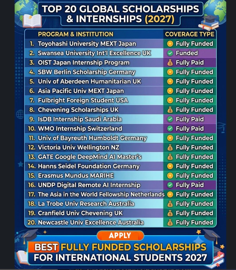 20 New Scholarships and Internship Opprtunities for 2027